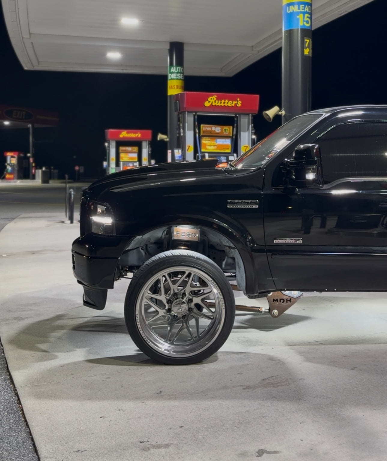 Ford suspension detail at night