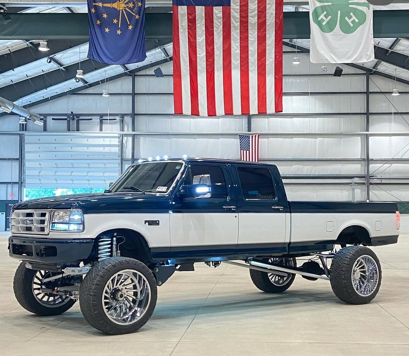 Lifted Ford truck at the MDK shop