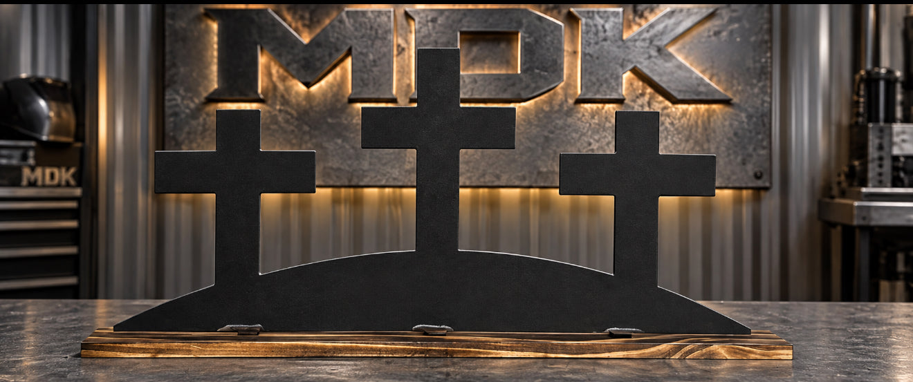 Custom metal crosses cut by Madd Dog Kustomz